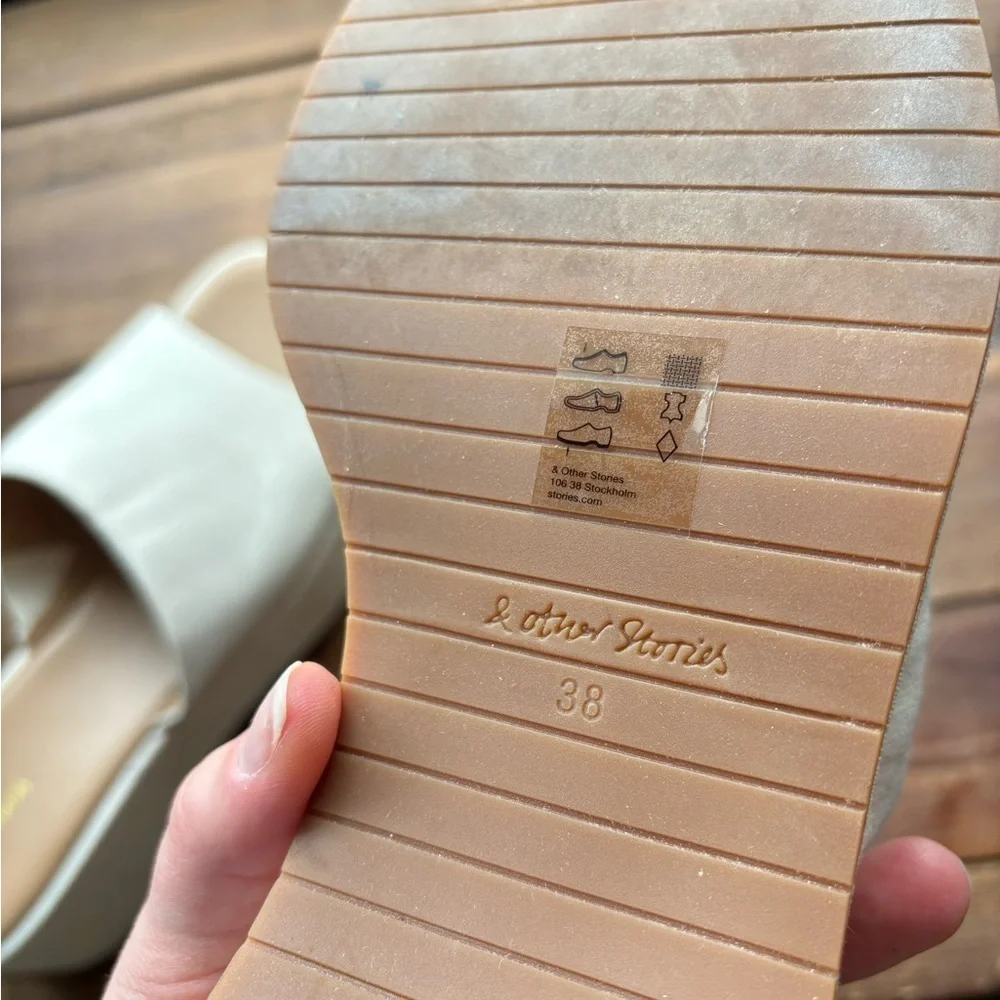& Other Stories Canvas Cream Platform Mules Chunky Sole Size 38 / US 7